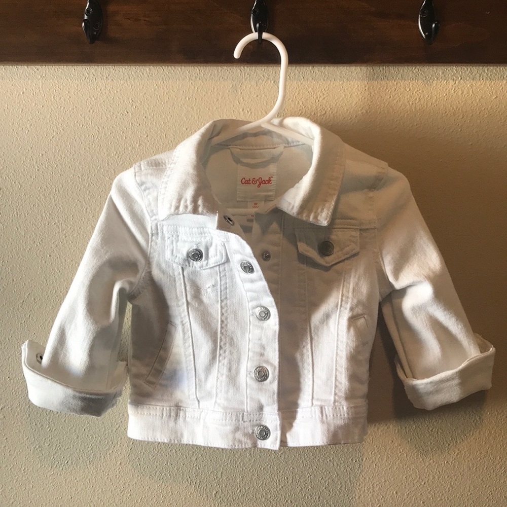 Toddler white denim jacket